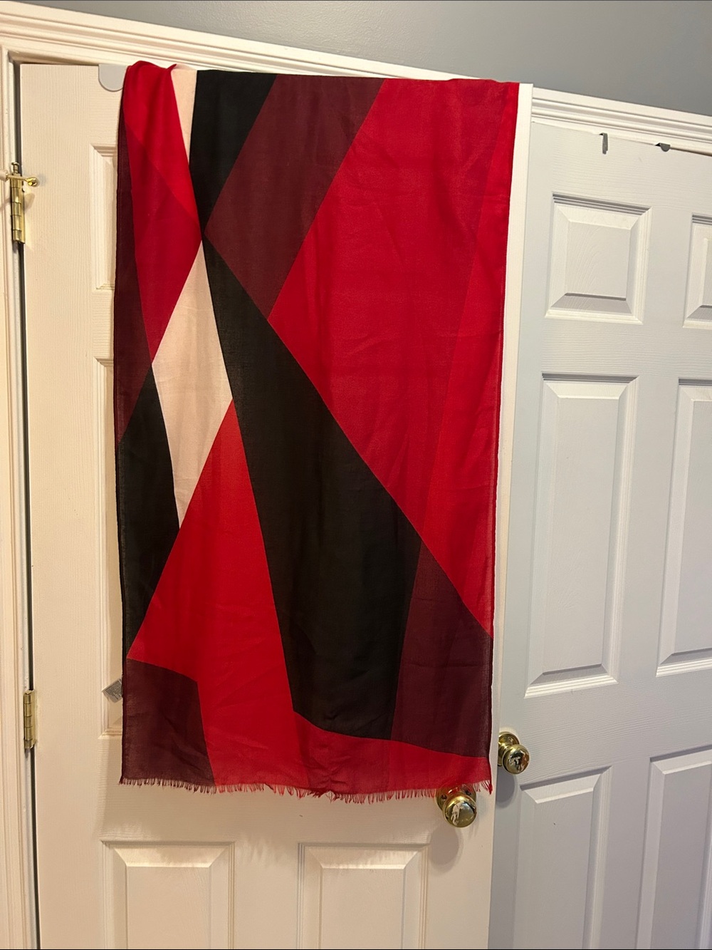 Chico's Red Black and Cream Geometric Drapery Panel